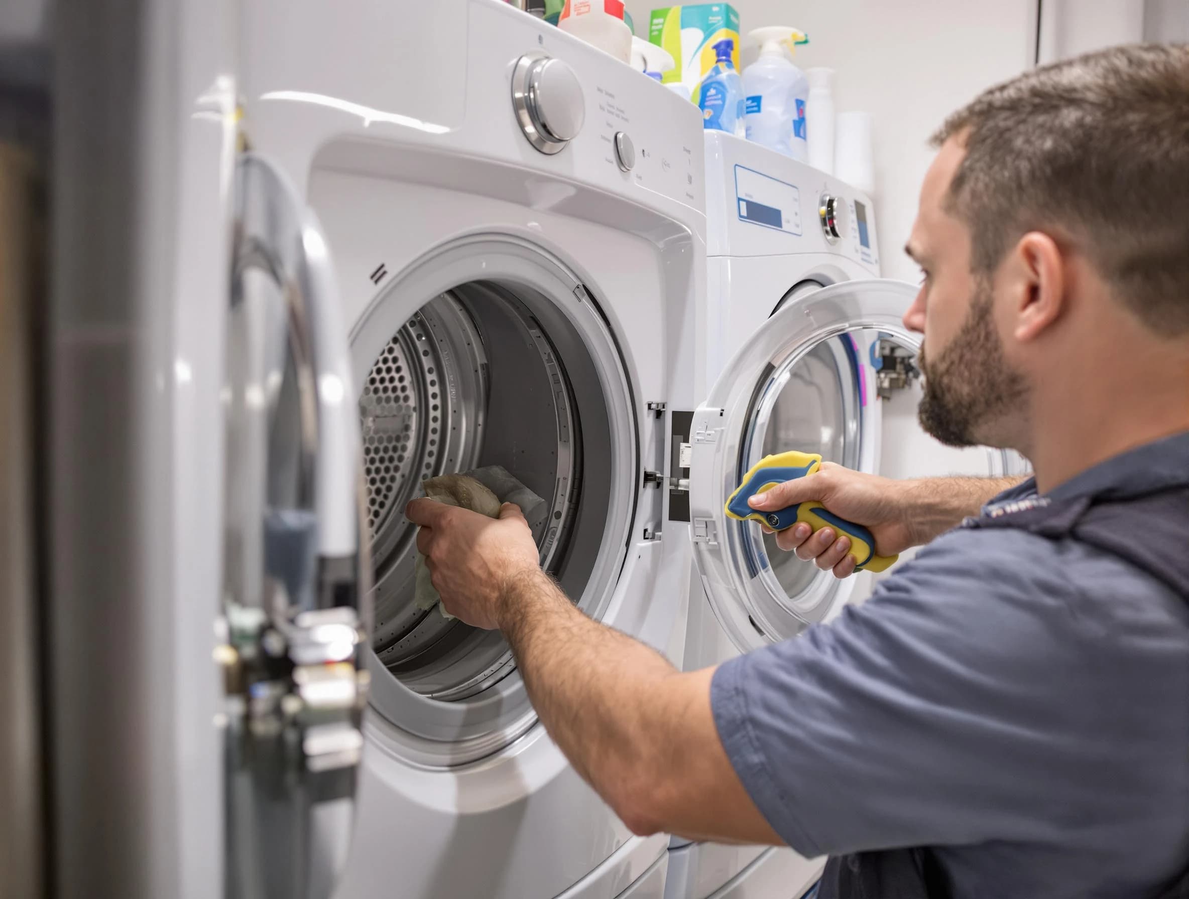 Citrus Park Dryer Vent Cleaning specialist removing lint buildup from a dryer lint trap system in Citrus Park