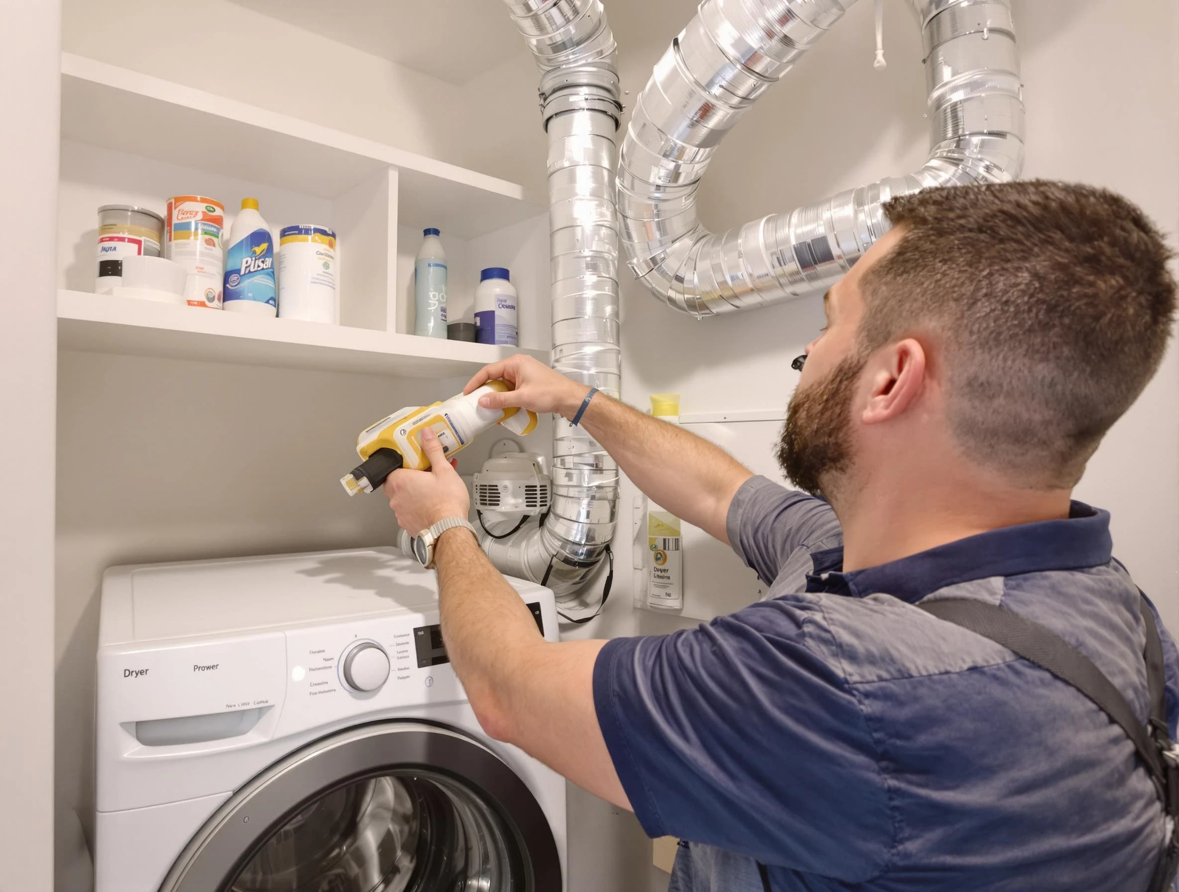Citrus Park Dryer Vent Cleaning technician performing dryer vent cleaning at a home in Citrus Park