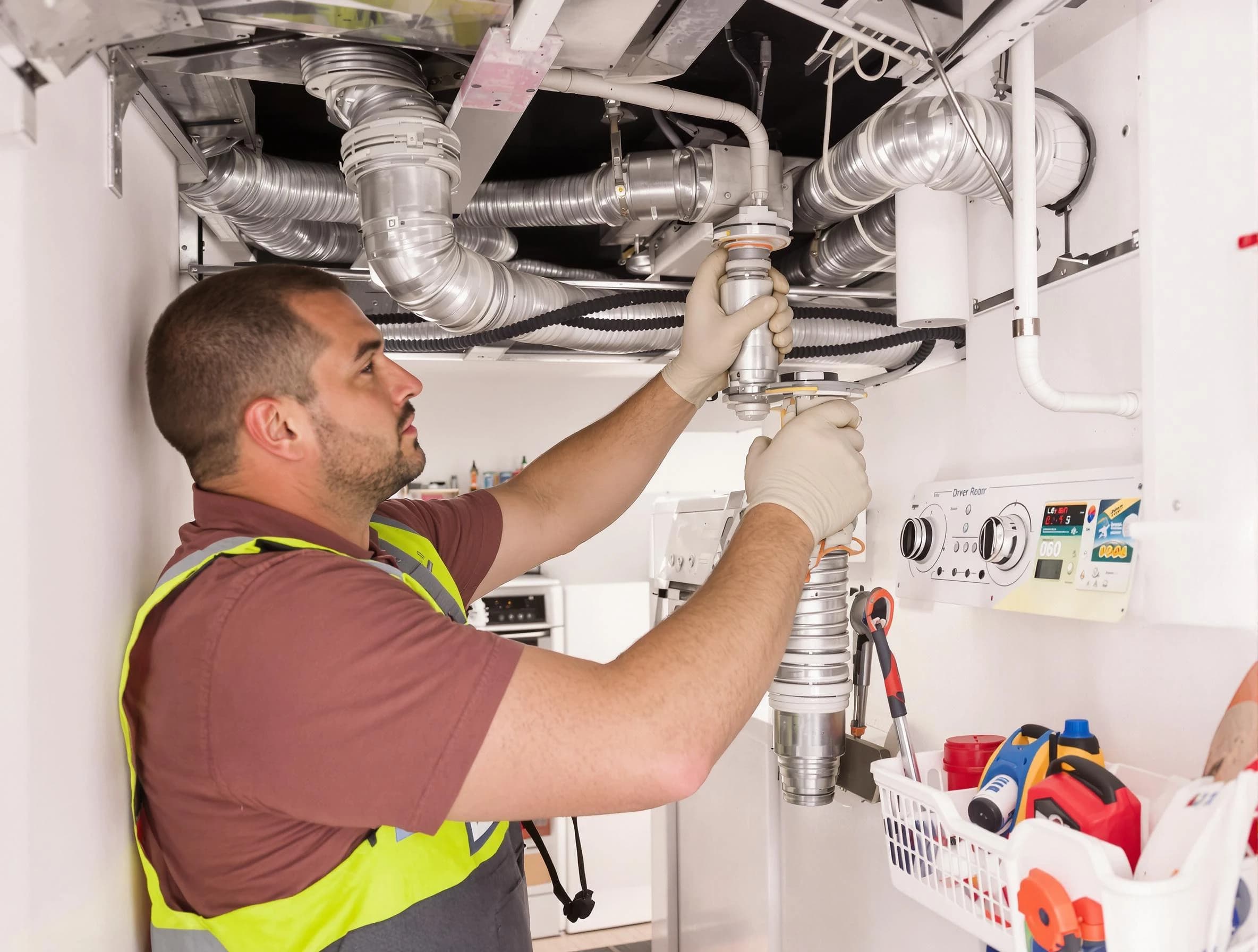 Citrus Park Dryer Vent Cleaning expert performing both repair and installation work on a dryer vent system in Citrus Park