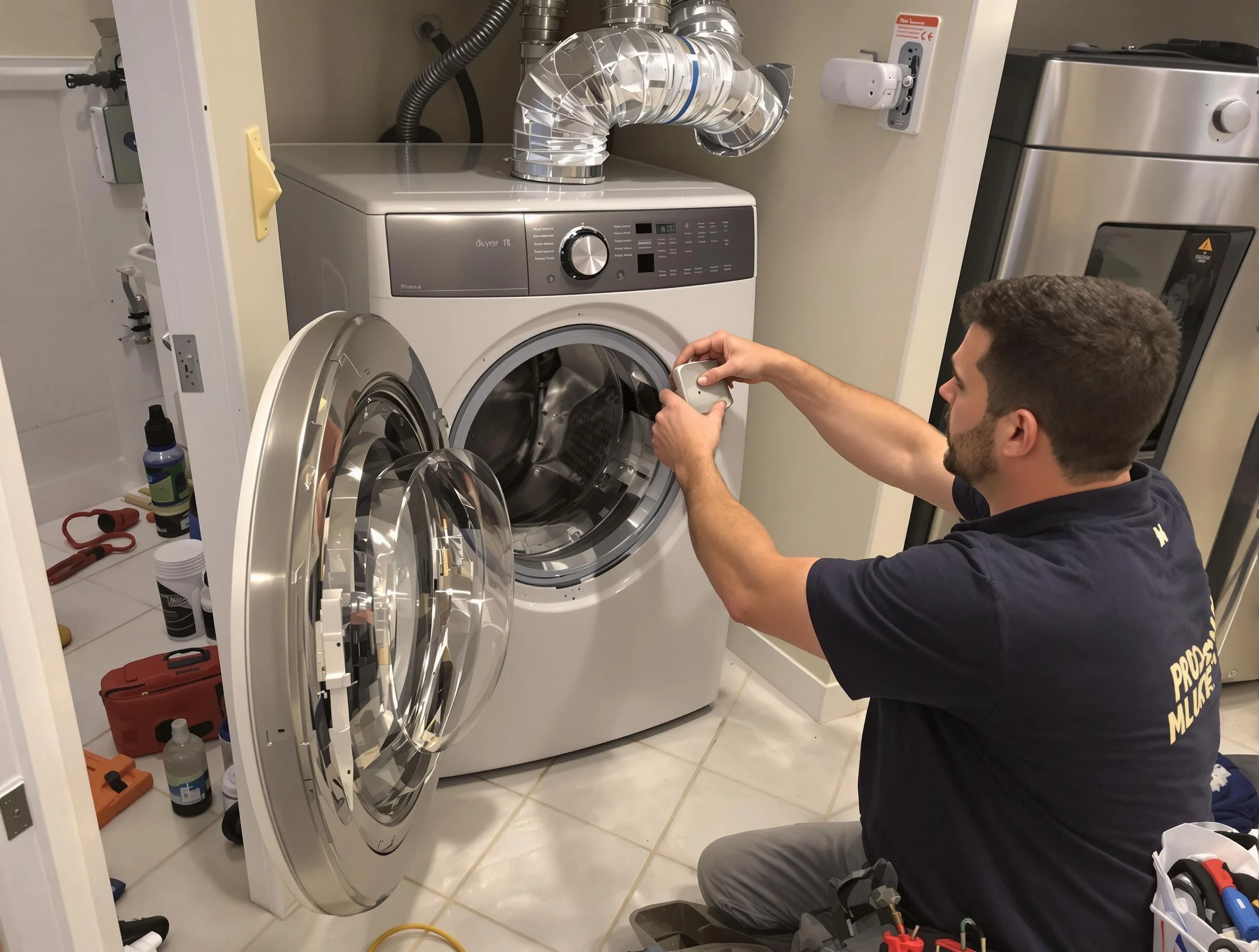 Citrus Park Dryer Vent Cleaning technician performing precise dryer vent hose installation in Citrus Park